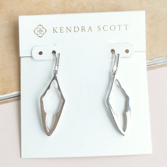 Kendra Scott Elongated Abbie Open Frame Earrings Silver - Picture 1 of 4